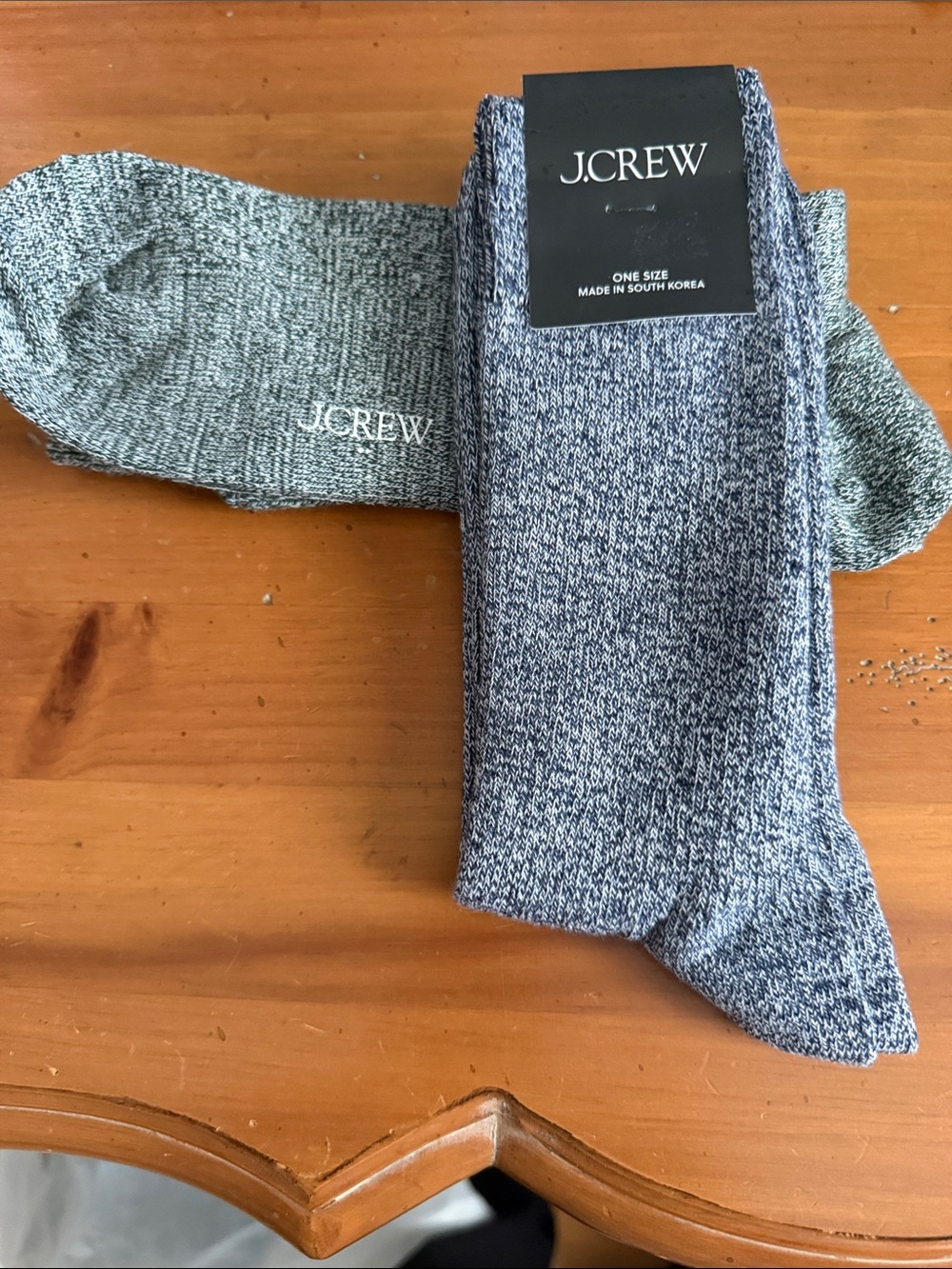 J. Crew Marled Green and Navy Crew Socks